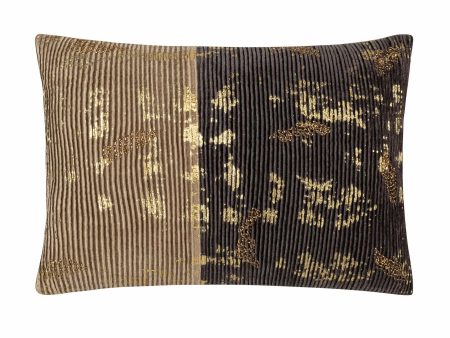 Adele Two Tone Lumbar Pillow, Charcoal Gold Sale