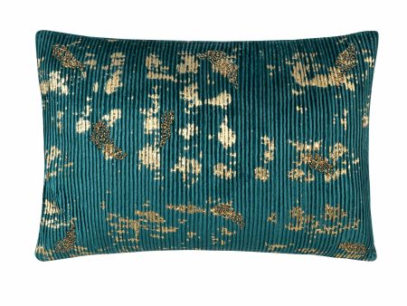 Adele Lumbar Pillow, Teal Gold Sale