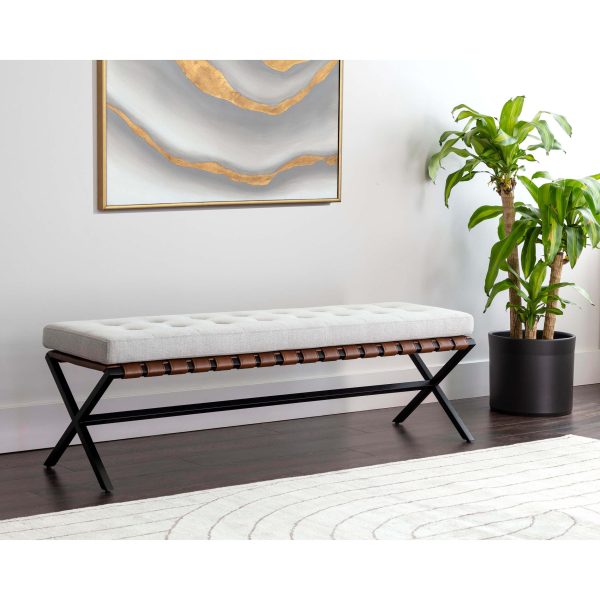 Kenji Small Bench, Mina Light Grey Discount