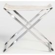 Harper Scissor Ottoman, Frosted Hide Polished Chrome For Sale