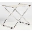 Harper Scissor Ottoman, Frosted Hide Polished Chrome For Sale