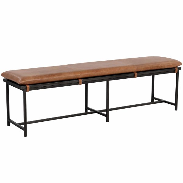 Zancor Leather Bench, Tan Online Sale