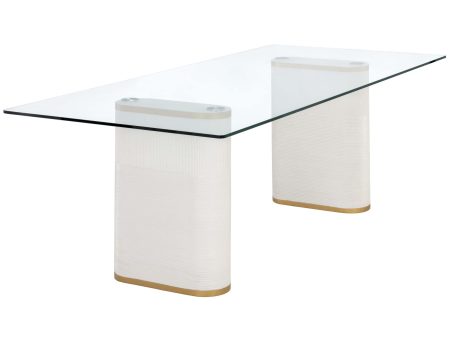 Aemond Rectangular Glass Top Dining Table, White Fashion