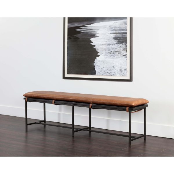 Zancor Leather Bench, Tan Online Sale