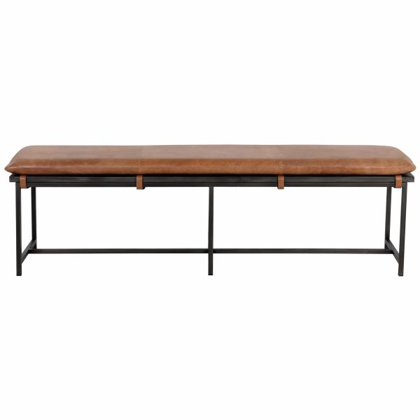 Zancor Leather Bench, Tan Online Sale