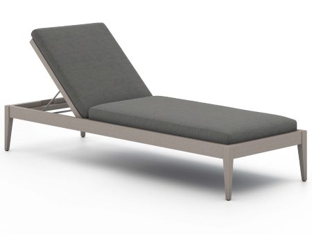 Sherwood Outdoor Chaise, Charcoal Weathered Grey For Sale