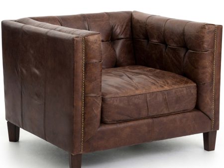 Abbott Club Leather Chair, Cigar For Discount