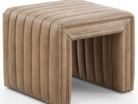 Augustine 21  Leather Ottoman, Palermo Drift on Sale