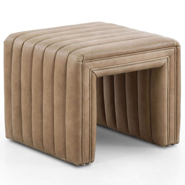 Augustine 21  Leather Ottoman, Palermo Drift on Sale