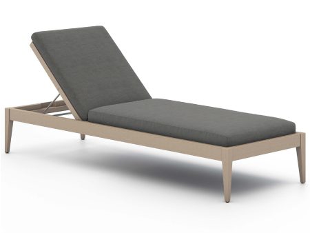 Sherwood Outdoor Chaise, Charcoal Washed Brown For Sale