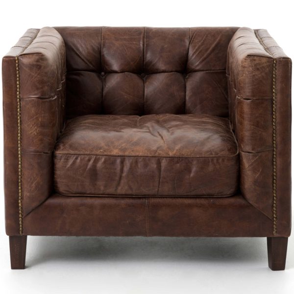 Abbott Club Leather Chair, Cigar For Discount