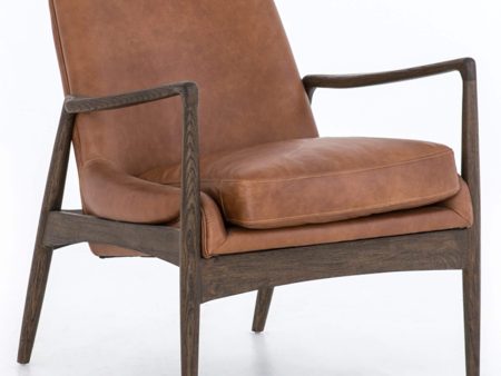 Braden Leather Chair, Brandy For Cheap