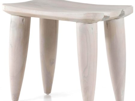 Zuri Outdoor Stool, Ivory Teak Online Hot Sale